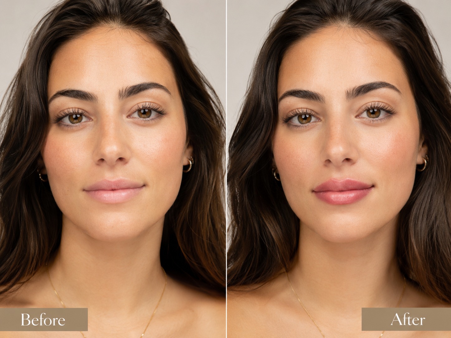 Generated before and after example for lip blushing