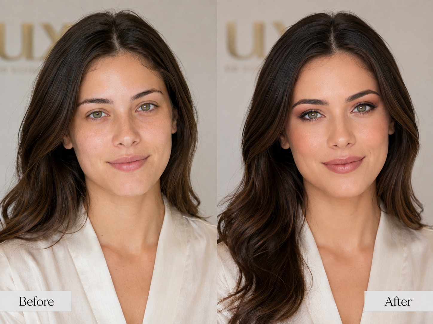 Generated before and after example for makeup artistry